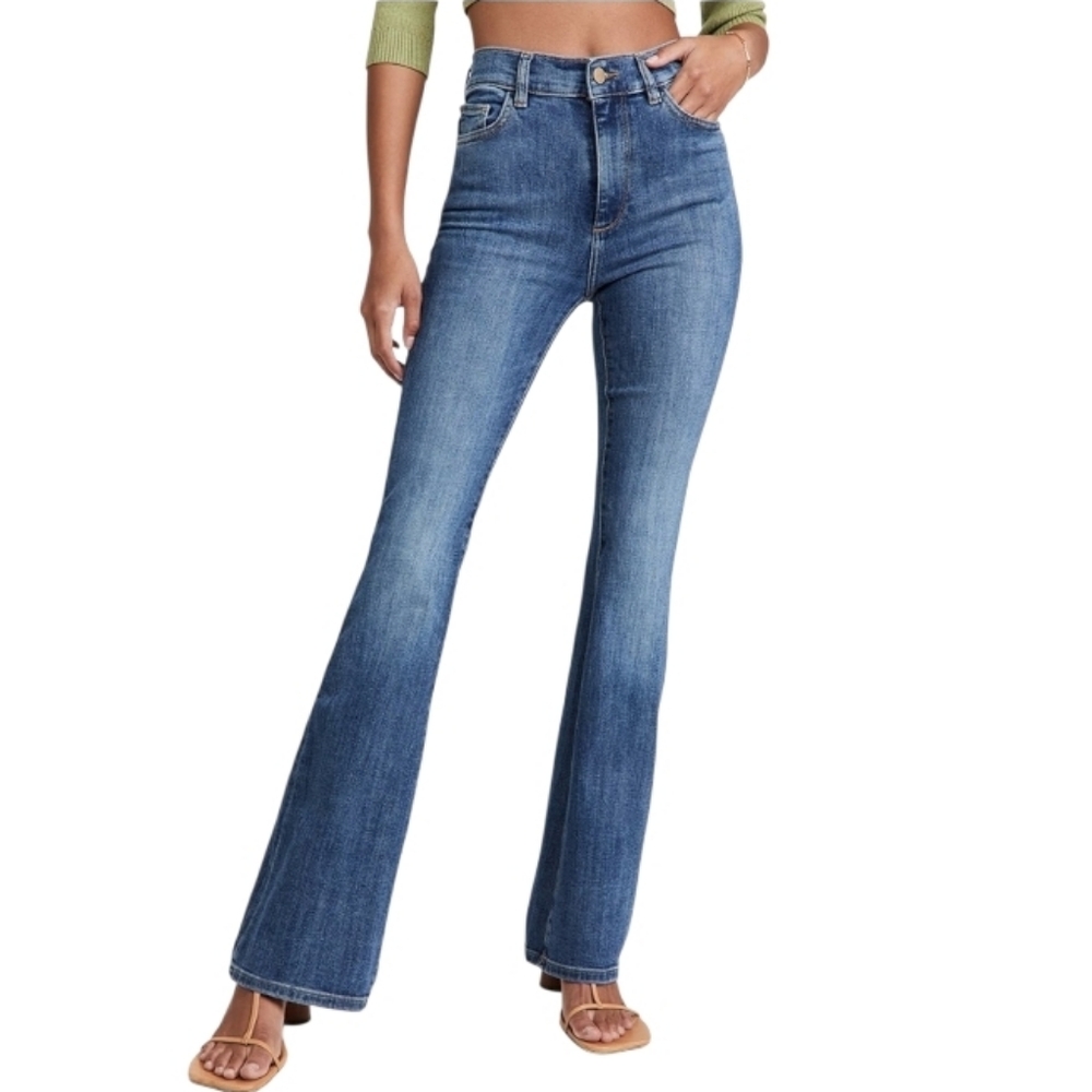DL1961 High-Rise Medium Blue Bootcut Jeans